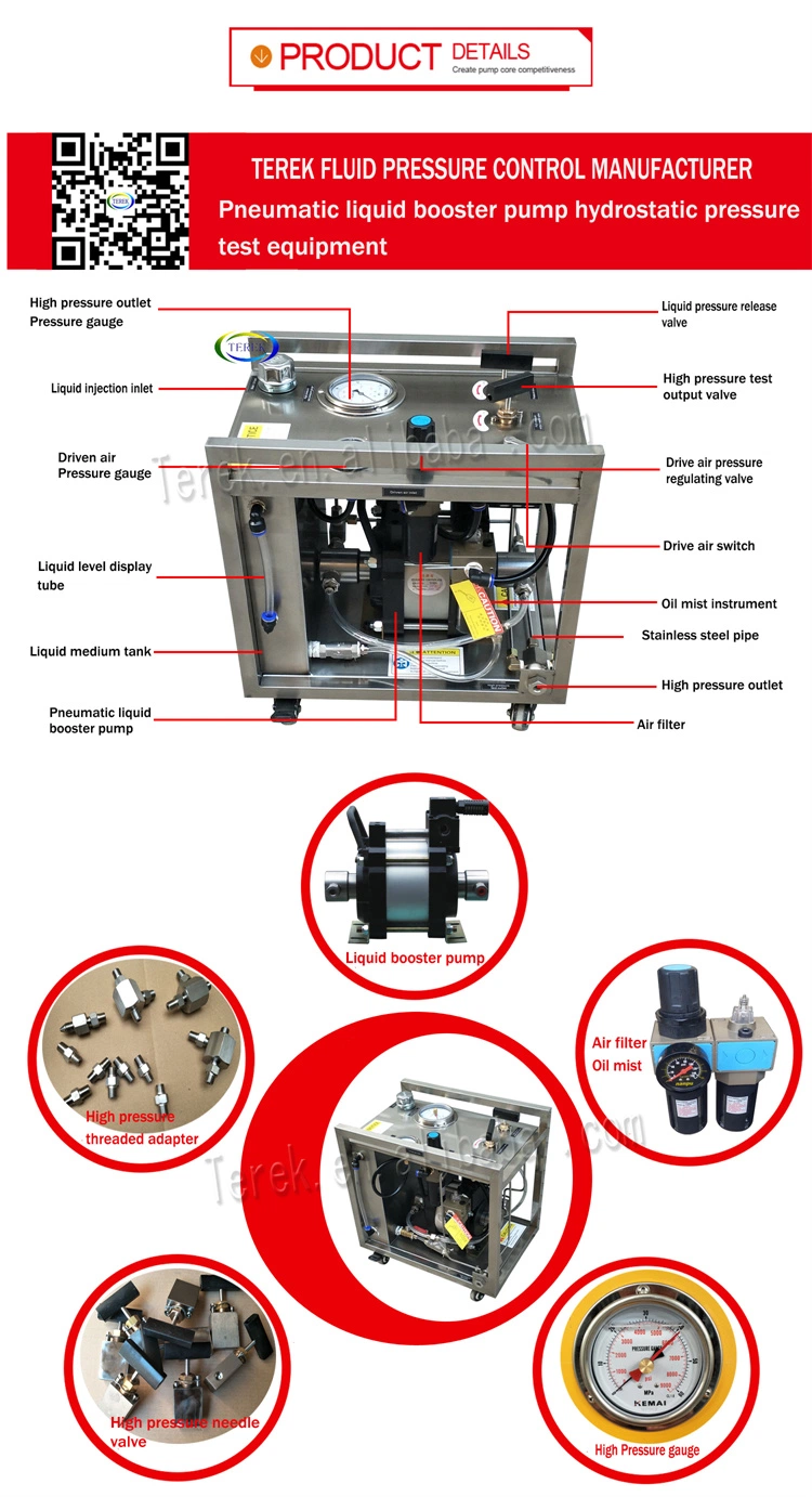 Terek Brand Pneumatic Hydraulic Pressure Test Pump System for Pipe Hose Testing